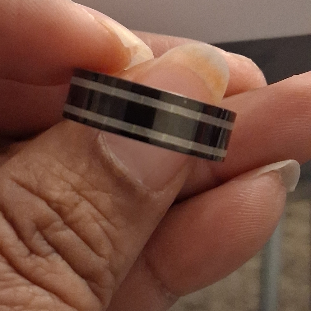 Black and Silver Striped Ring